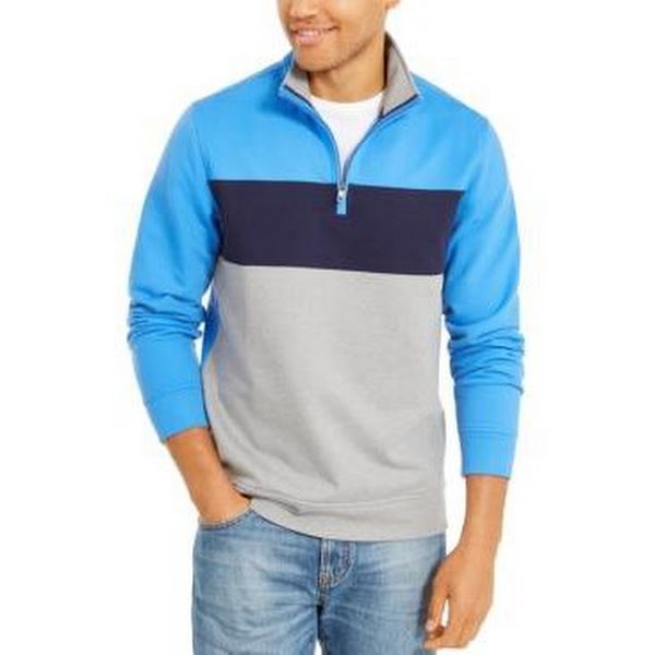 Club Room Mens Colorblocked 1/4-Zip Fleece Sweatshirt