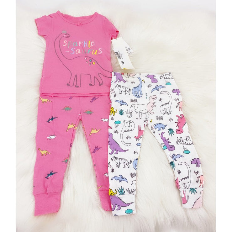 Carters Baby Girls 3-Pc. Cotton Sparkle-Saurus Dinosaur Pajama Set 9 Months