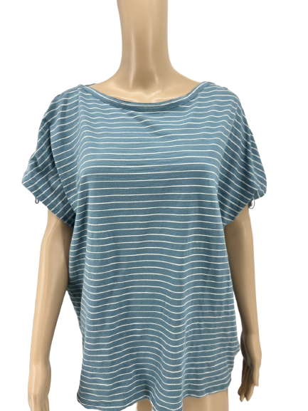 Ralph Lauren Womens Striped Crewneck, Lace-Shoulder Top, Size XL