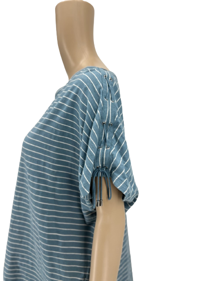 Ralph Lauren Womens Striped Crewneck, Lace-Shoulder Top, Size XL