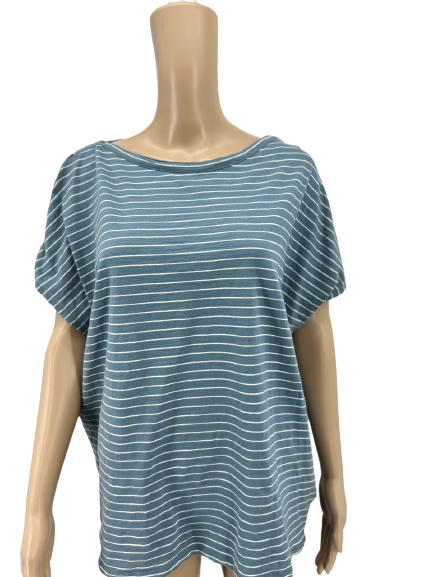 Ralph Lauren Womens Striped Crewneck, Lace-Shoulder Top, Size XL