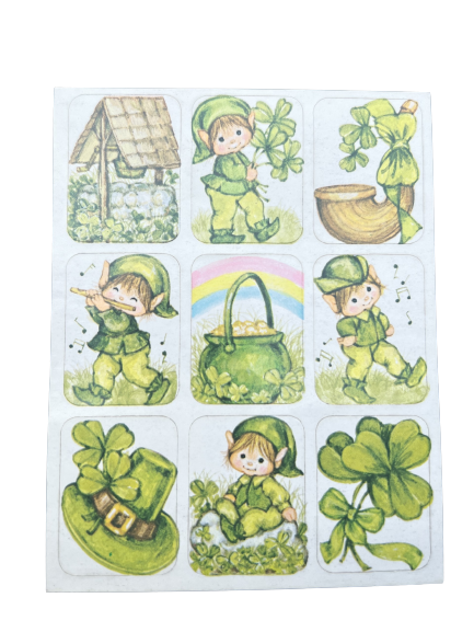 Timeless Charms: Vintage 1980 Single Sticker Sheet - St. Patricks Day Stickers