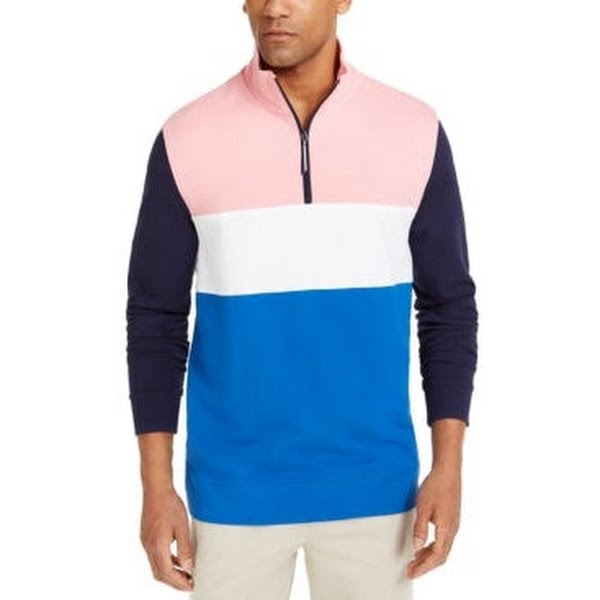 Club Room Mens Colorblocked 1/4-Zip Fleece Sweatshirt