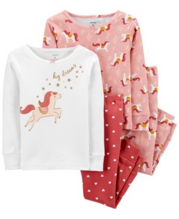 Carters Toddler Girl 4-Piece Horse Snug Fit Cotton PJs Pajamas Sleepwear 5T