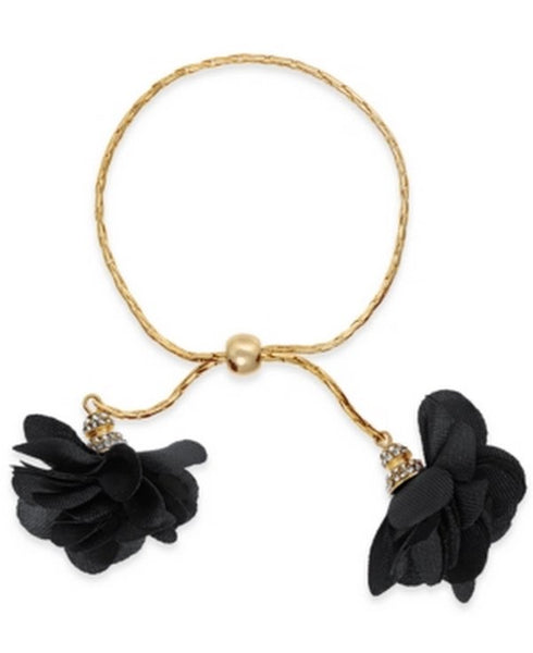 Inc International Concepts Imitation Pearl and Fabric Flower Bolo Bracelet