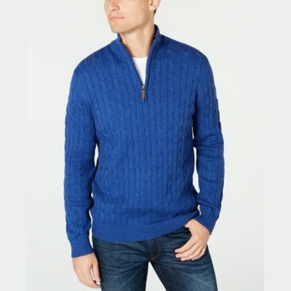 Club Room Mens Pima Cable Quarter-Zip Sweater