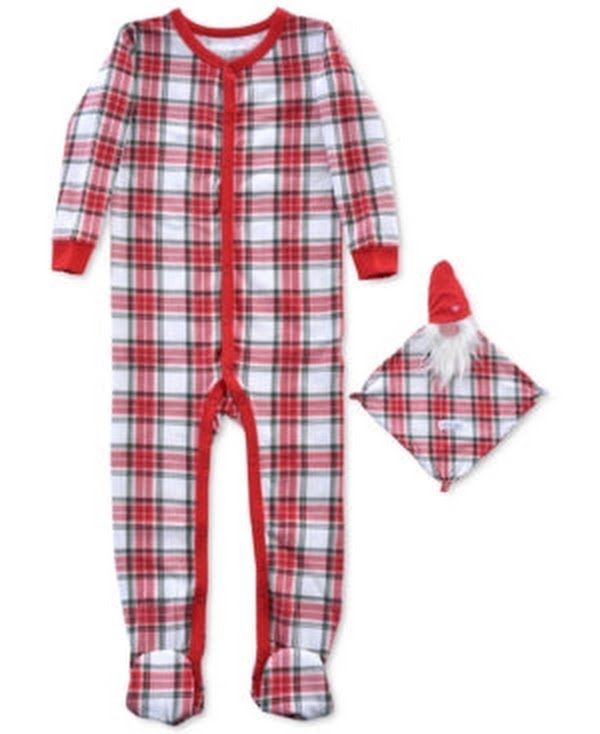Max & Olivia Baby Girls 2-Pc. Fair-Isle-Print Pajama & Deer Blankie Baby Set