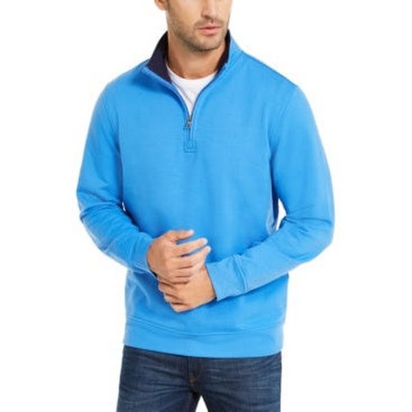 Club Room Mens Colorblocked 1/4-Zip Fleece Sweatshirt