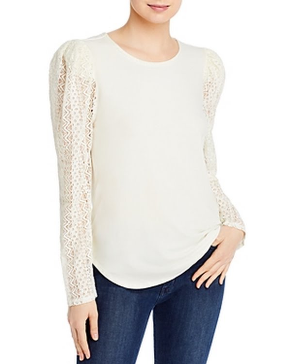 Cupio Lace Puff Sleeve Top, Size Large