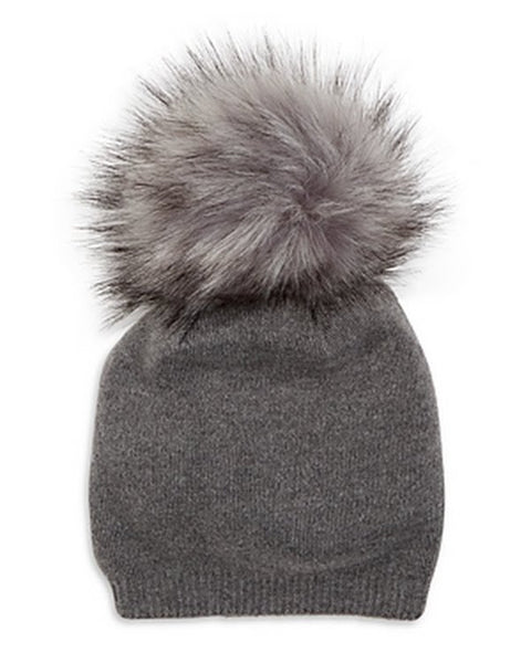 Kyi Kyi Cashmere Faux Fur Pom Pom Hat