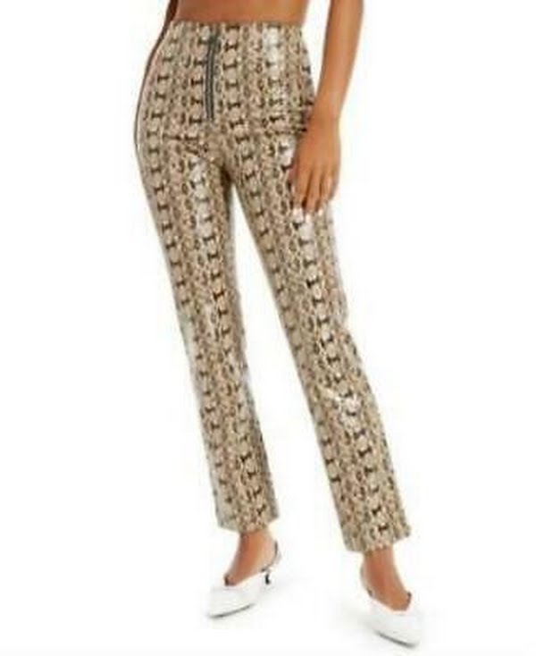 Danielle Bernstein Faux-Snakeskin Pants, Size 8