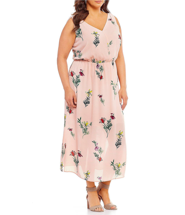 Vince Camuto Womens Pink Plus Size Tropical Garden Maxi Dress, Size 3X