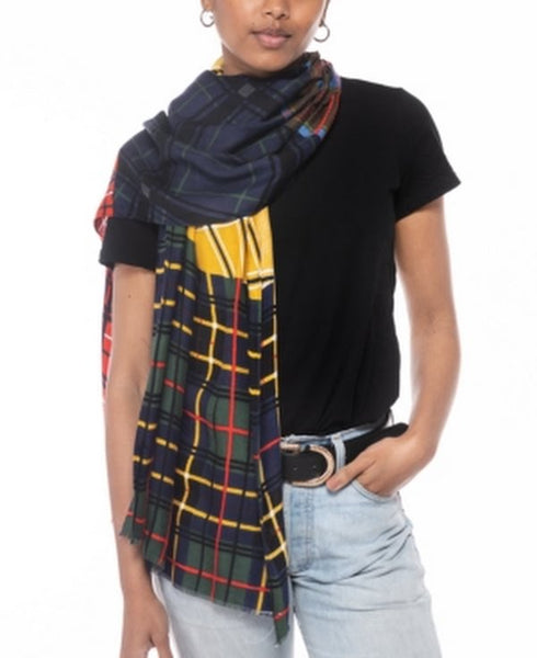 Inc Patched Plaid Scarf, Multicolor