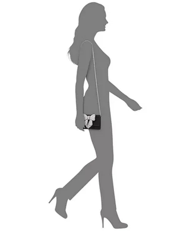 Inc Womens Black Pearl Bow Chain Strap Clutch Handbag Purse