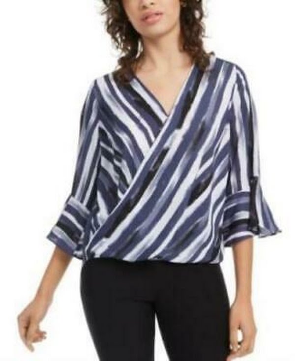 Bcx Juniors Striped Bell-Sleeved Top, Size Large