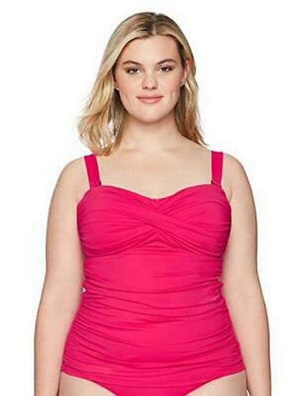 Anne Cole Plus - Underwire Twist Front Tankini Top, Size 16W