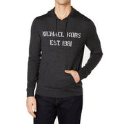 Michael Kors Mens Merino Wool  Sweater Charcoal Pullover Hooded