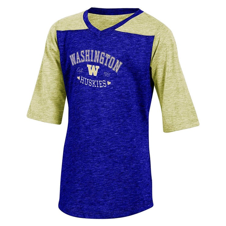 Champion NCAA Washington Huskies Youth Girls Half Sleeve Tunic Tee, Large