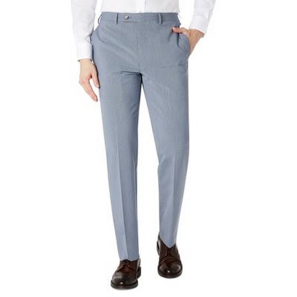 Lauren Ralph Lauren Mens Classic-Fit Gray/Blue Mini-Check Dress Pants, 38WX34