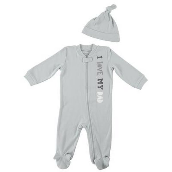 Chickpea Baby Boys I Love My Dad 2-Piece Coverall Set – Gray, Size 3/6 Months
