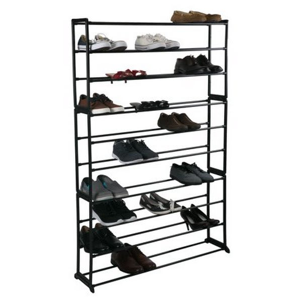 Simplify 10-Tier 50 Pair Shoe Organizer Rack in Black Finish