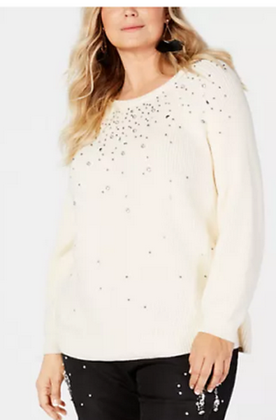 I.N.C. Plus Size Rhinestone-Embellished Sweater