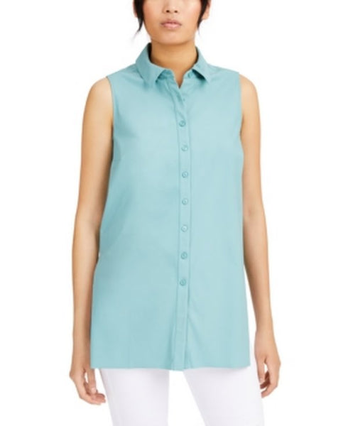 Alfani Womens Button-Down Sleeveless Button-Down Top, Size Large