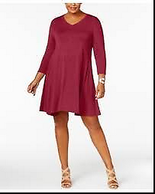 Style & Co V-Neck A-Line Swing Dress, Size OX