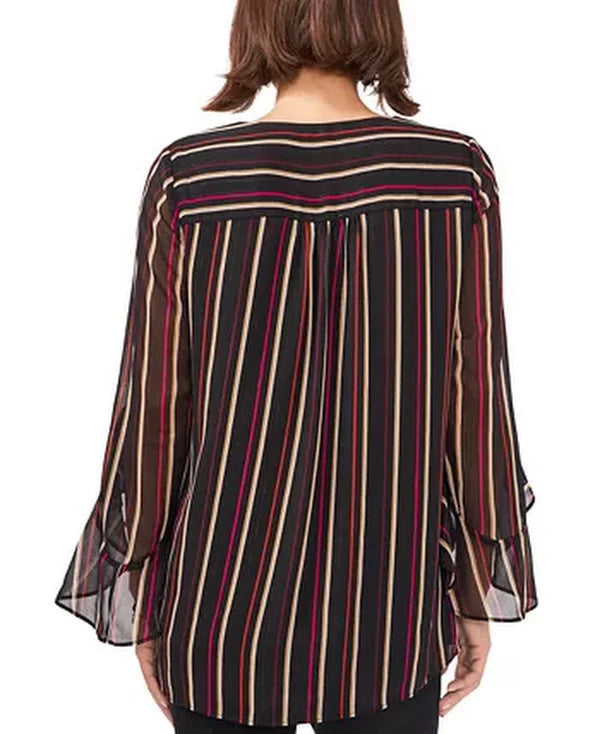 Vince Camuto Striped Flutter-Sleeve Top, Size Small