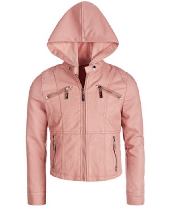 Jou Jou Big Girls Removable-Hood Moto Jacket