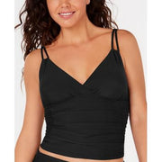 Calvin Klein Ruched Stretch Lined Adjustable Surplice Tankini Top Medium