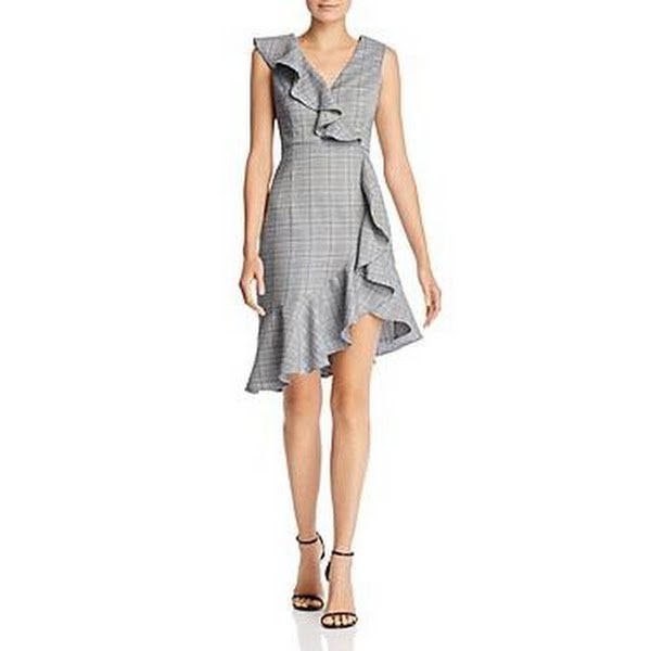 Aqua Women's Ruffle Plaid Dress, Size Small