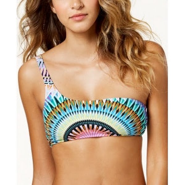 Bar lll Women Sunburst One Shoulder Bandeau Bikini Top Swimsuit, Size XL