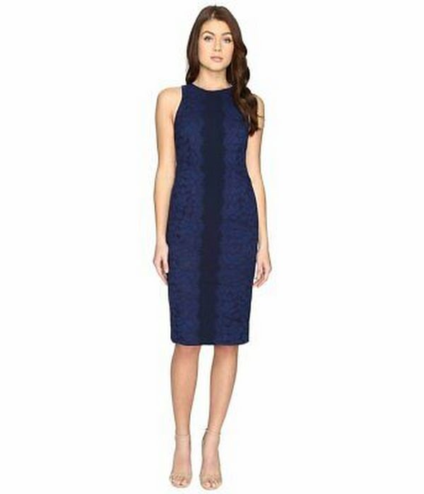 Maggy London - Fan Leaf Lace Midi Womens Dress,Size 12