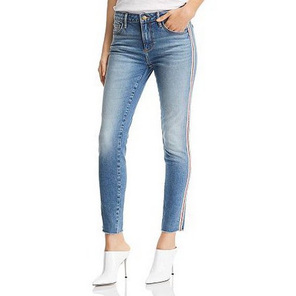 Aqua Track Stripe Skinny Jeans in Indigo, Size 28