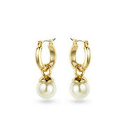 Anne Klein Gold-Tone Imitation Pearl Drop Off 1/2″ Hoop Earrings