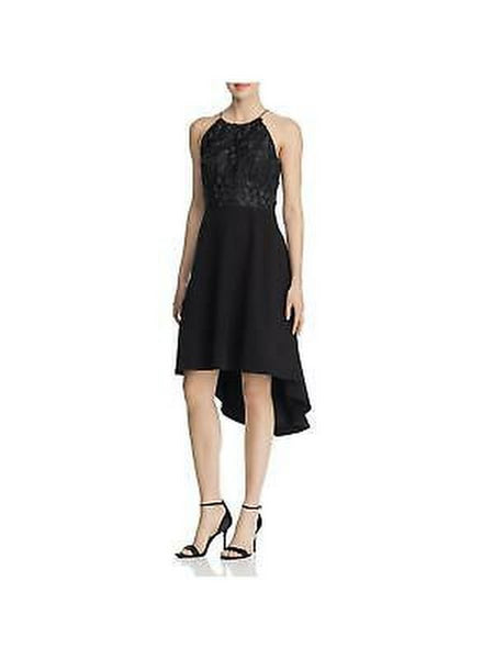 Aidan by Aidan Mattox Embellished Hi-Low Cocktail Dress-Black