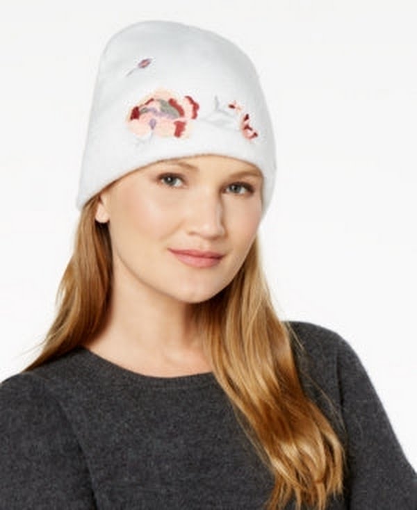I.n.c. Floral Embroidered Beanie