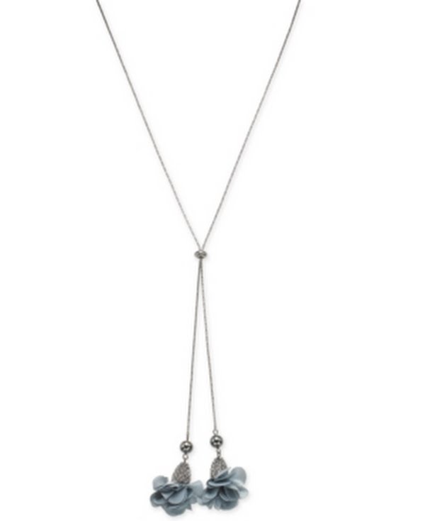 Inc Fabric-Flower 37 Inches Lariat Necklace