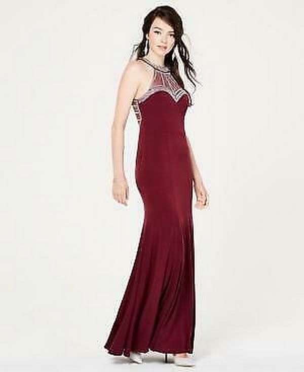Say Yes to the Prom Juniors Embellished Halter Gown