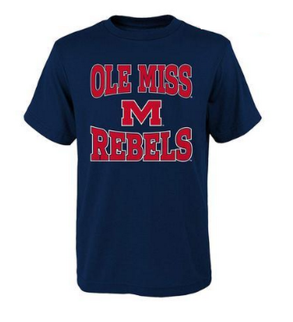 Ole Miss M Rebels NCAA Boys Sports Team T- Shirt, Youth Large