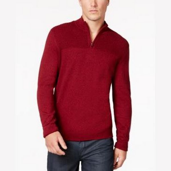 Alfani Mens Quarter-Zip Knit Sweater