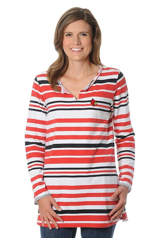 Louisville Cardinals Womens Striped Tunic Fleece Top, Medium