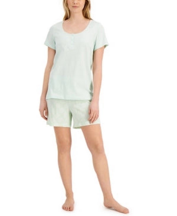 Charter Club Cotton Henley and Shorts Pajama Set, Size XS