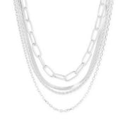 Lucky Brand Silver-Tone Chunky Multi-Chain Layered Necklace, 15″ + 2″ Extender