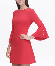 Tommy Hilfiger Raspberry Button-Accent Bell-Sleeve Sheath Dress , Size 10