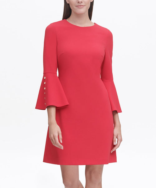 Tommy Hilfiger Raspberry Button-Accent Bell-Sleeve Sheath Dress , Size 10