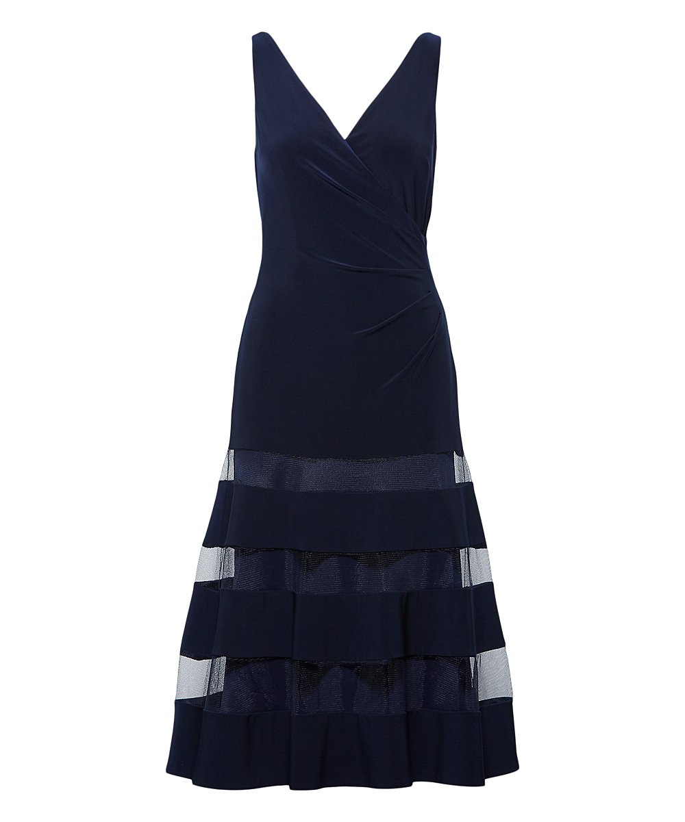 Lauren Ralph Lauren Lighthouse Navy Tulle-Panel A-Line Dress